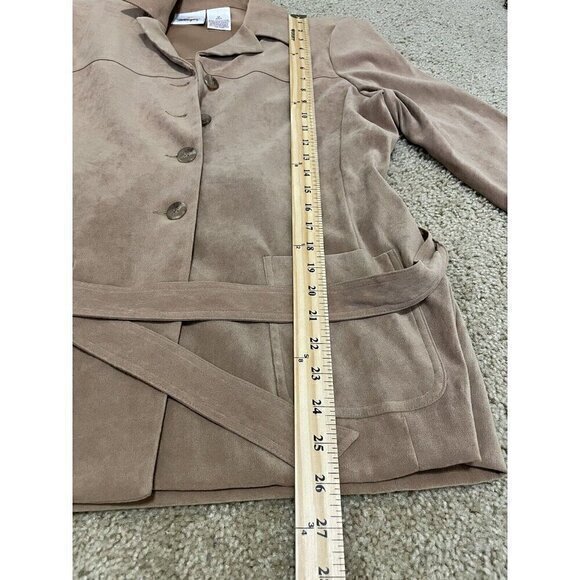 Worthington Petite Blazer Jacket Tie Front Career Casual Tan Size 12P - Picture 5 of 13